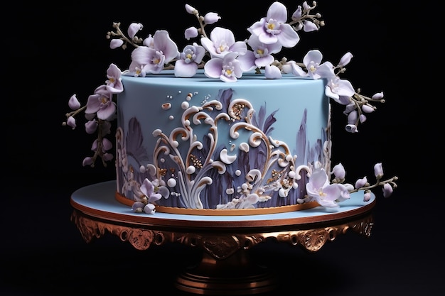 Photo exquisite desserts and cakes with intricate designs