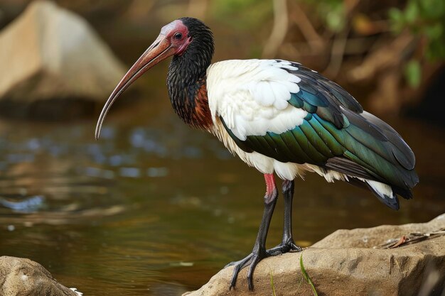 Foto i dettagli squisiti dell'ibis calvo settentrionale