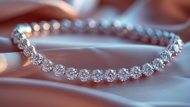 Exquisite Diamond Necklace Elegantly Draped on Satin Cloth