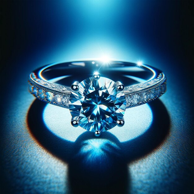 Exquisite Diamond Ring Emitting Radiant Blue Light