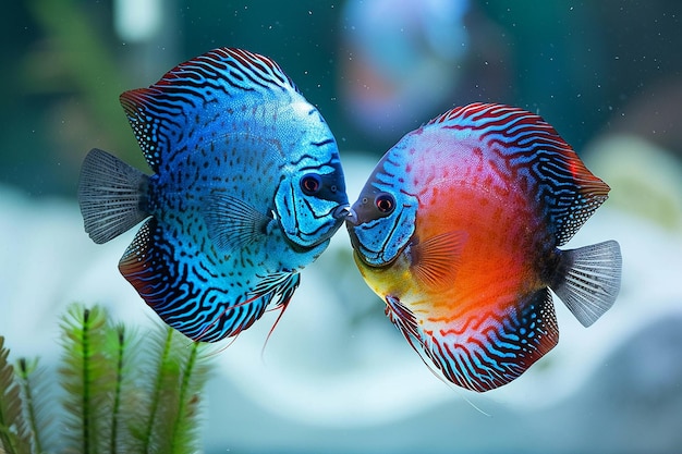 Exquisite Discus Fish Pair in Planted Aquarium