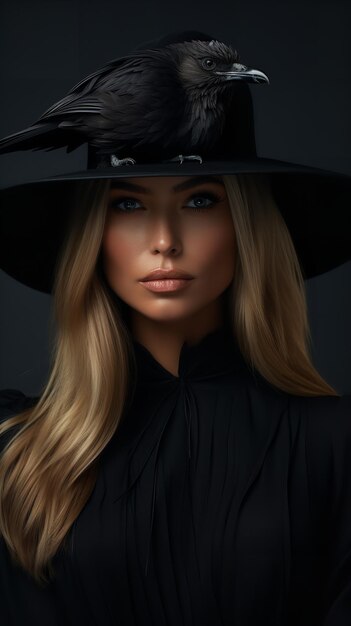 Photo exquisite fascinator hat with feathers worn by a female model at a royal function on dark backdrop generative ai