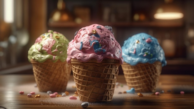 Exquisite Fine Art Digital Ice Cream Generative ai