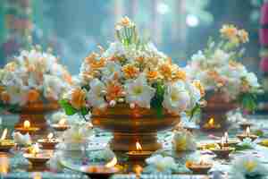 Photo exquisite floral arrangement symbolizing prosperity and abundance for vishu