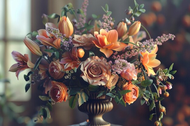 Photo exquisite floral arrangement in a vintage vase oct