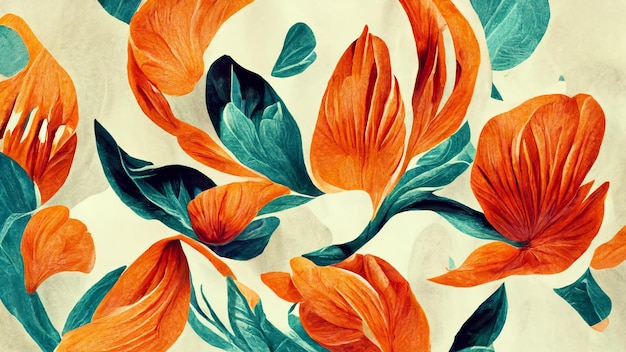 Exquisite floral pattern digital painting background