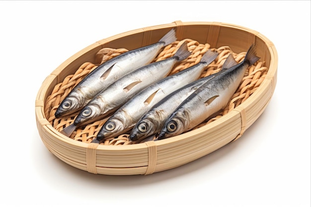 Exquisite Fresh Indian Mackerel served in a Bamboo Dipper A Captivating Visual Delight