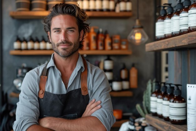 Exquisite grooming experience with a barber in a stylish shop