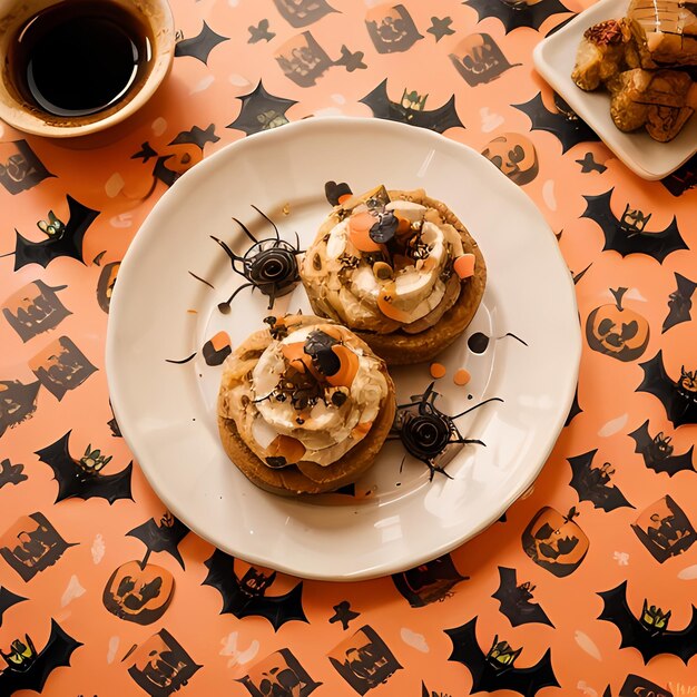 Photo exquisite halloween feast artfully plated delights