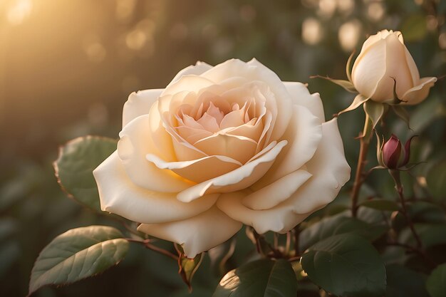 An exquisite HD image of a pristine rose nestled within a vintage garden