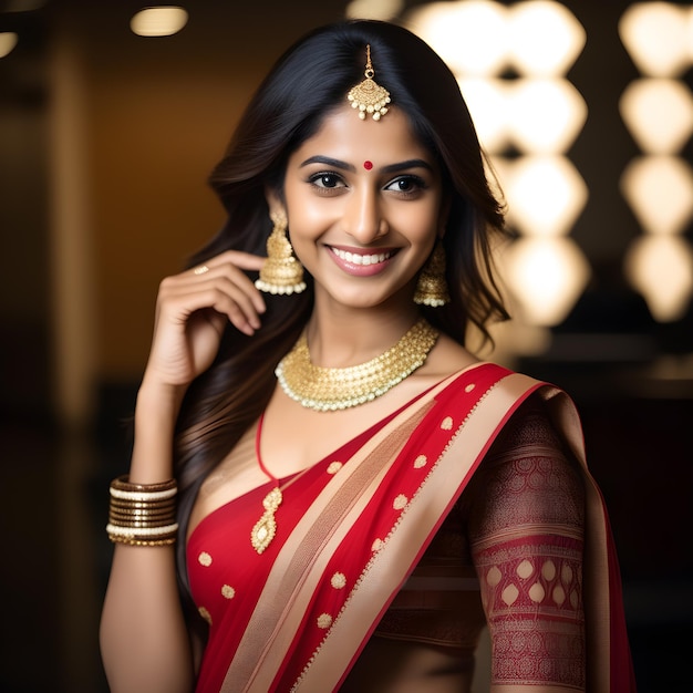 Photo exquisite indian bridal shoot with traditional dress and kundan jewellery