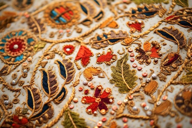 Photo exquisite indian embroidery with ancient designs