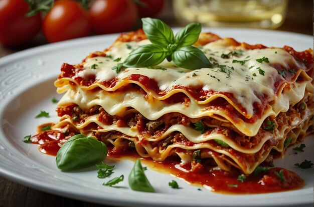 Foto squisito piatto di lasagna