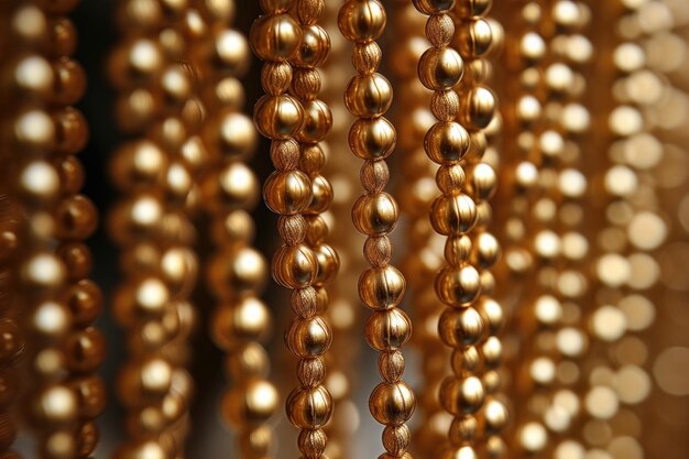 An Exquisite Macro Shot of Mesmerizing Beaded Curtains Captivating Colors Intricate Patterns