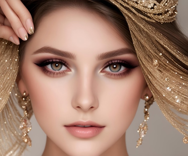 Exquisite perfect glamorous eye make up Fashion magazine style picture