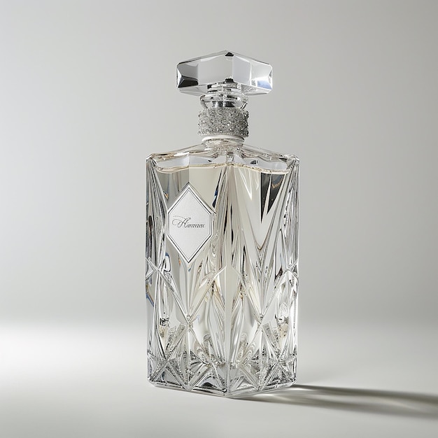 Foto presentazione di una modella di bottiglia di profumo squisita