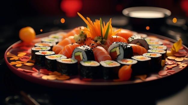 exquisite plate of sushi