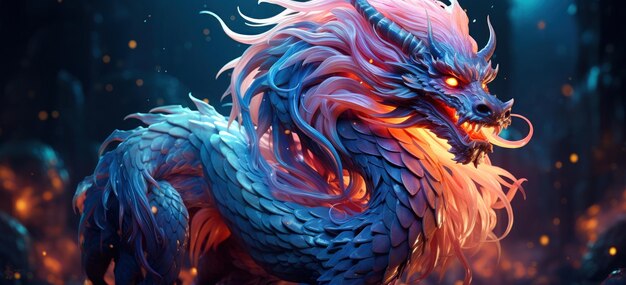 An exquisite poster with a red and purple dragon a magnificent art of a mythical creature