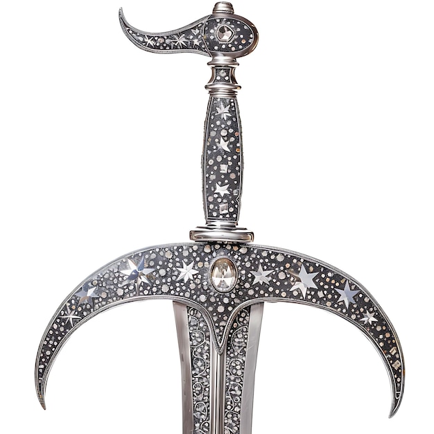 Photo exquisite rapier of silver with a blade that shimmers in the game asset 3d isolated design concept