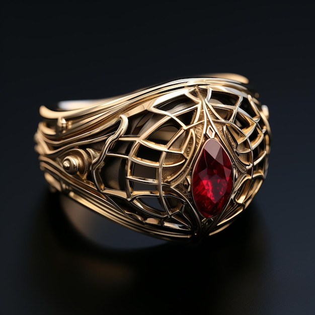 Photo exquisite spidermaninspired gold and ruby jewelry a detailed and realistic design enhanced on an i