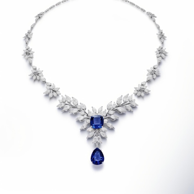 The Exquisite Splendor Harry Winston's 18k White Gold Diamond and Sapphire Necklace on a Sleek Whit