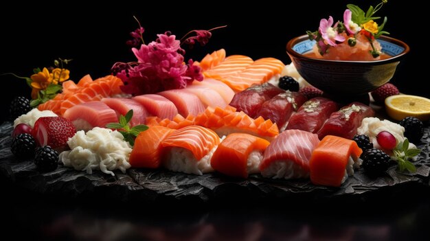 Exquisite sushi platter arrangement a blend of tradition and innovation