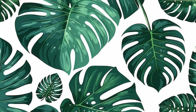 Exquisite Vector Illustration of Glittering Tropical Monstera Leaves