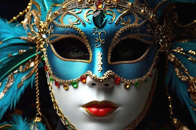 사진 이탈리아 베네치아 의 전통적 인 카니발 에서 착용 하는 탁월 한 베네시안 마스크