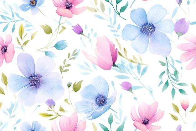 절묘한 수채화 꽃 소용돌이 부드러운 수채화 백합 패턴