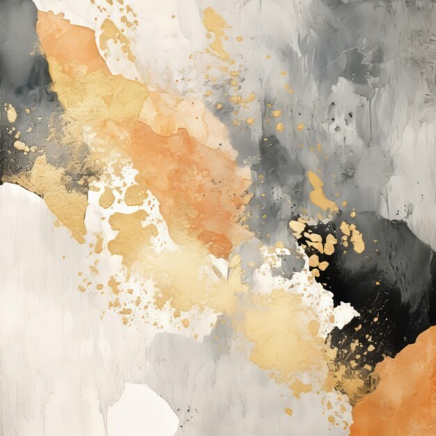 Exquisite watercolor harmony a stunning array of gold bronze charcoal and terracotta splatters o