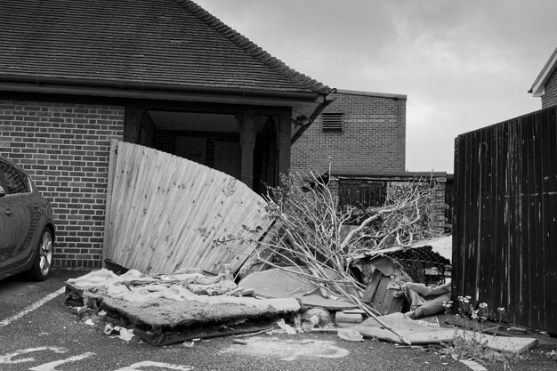 Exterior of abandoned house