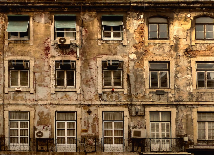 Photo exterior of abandoned residential building
