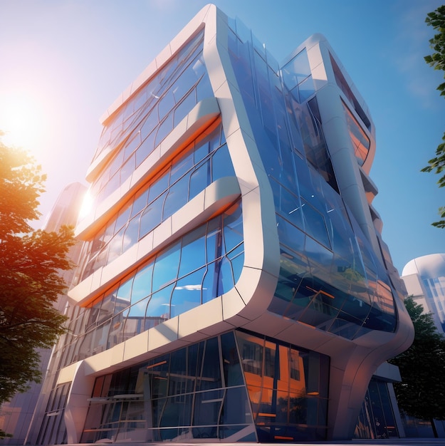 The exterior of the building of the future glass facade