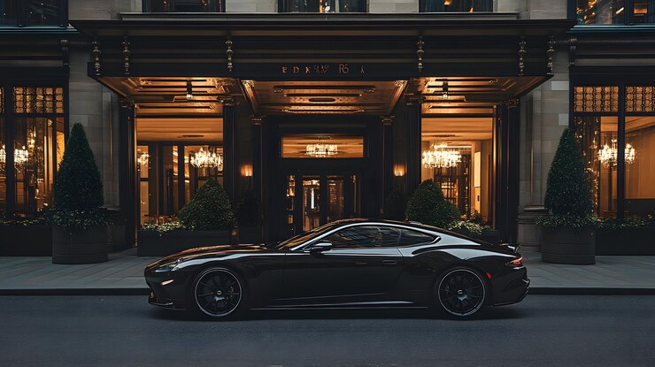 Photo 建物の外側は外に駐車している黒い車で示されています