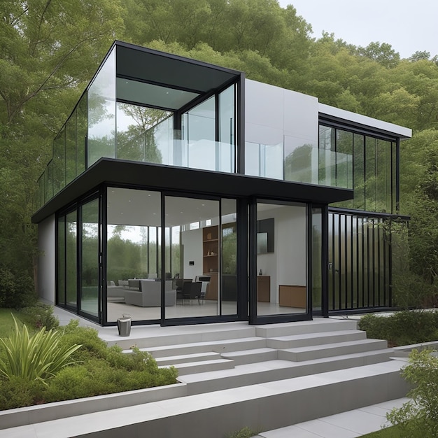 exterior design of modern houses HD Ai generative 8K wallpaper Stock Photographic Image