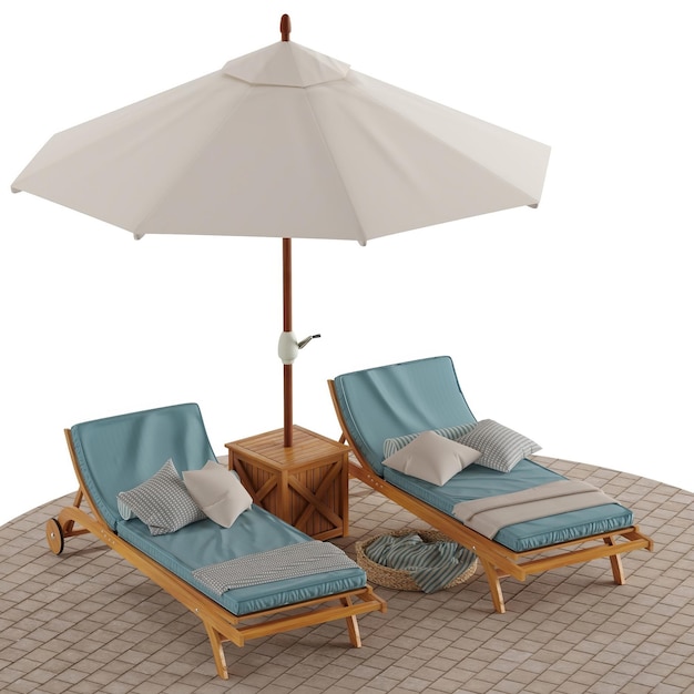 Exterior Landscape Beach lounge outdoor set 3D model