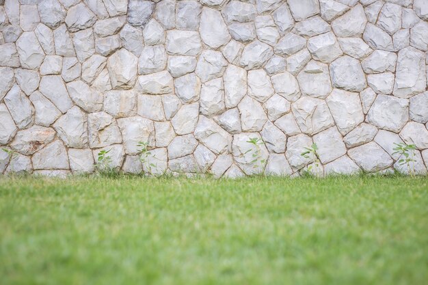 Exterior natural stone wall decorative in the garden