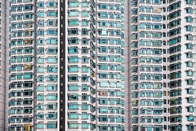 Exterior seamless facade apartment with glass windows