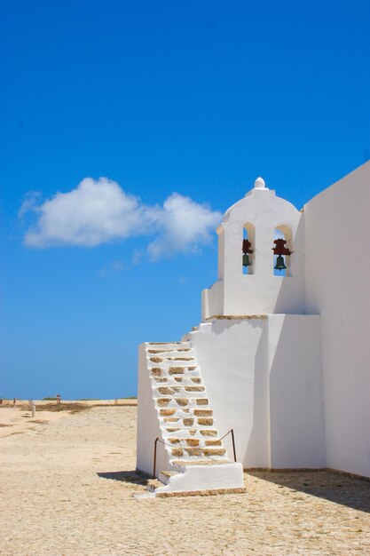 Exterior of temple against blue sky