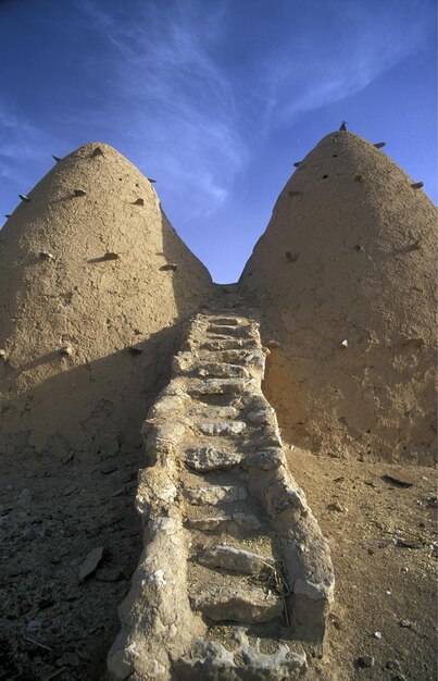 Photo exterior of traditional houses in village against sky