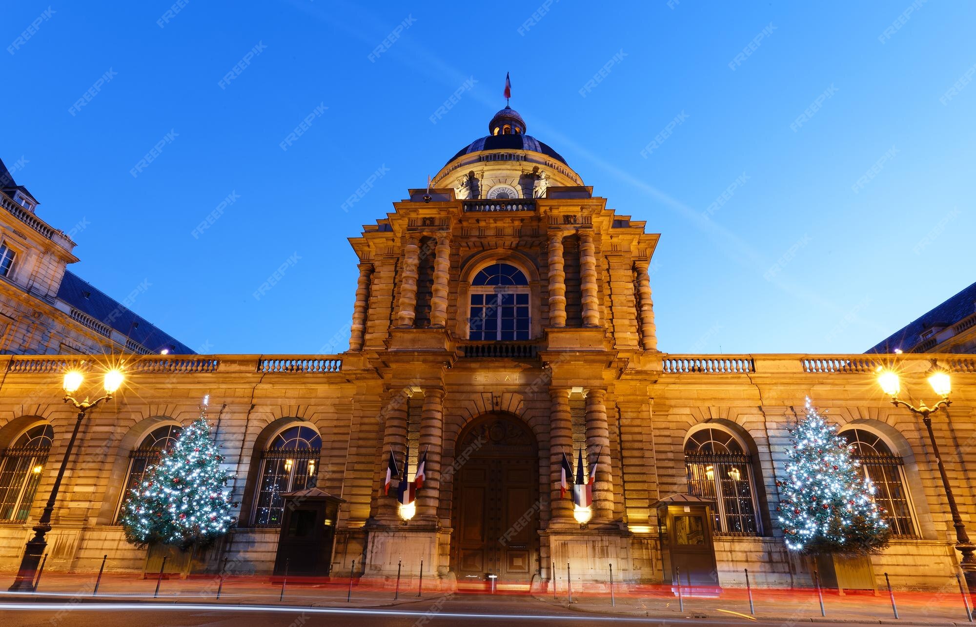 Premium Photo Exterior view of the senate with christmas trees it is the upper house of the