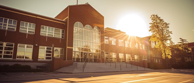 Photo exterior view of a typical american school