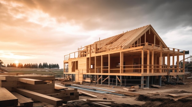 exterior view of wooden house structure