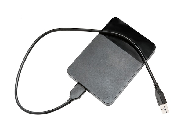 External Hard Disk  isolated on white  background. USB hard disk drive.