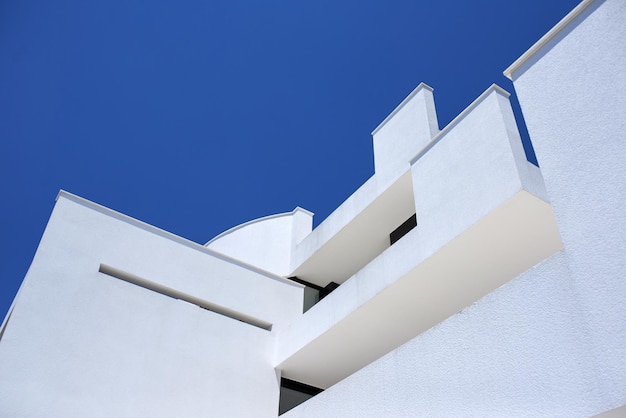 External view of a contemporary house modern villa at  sunset