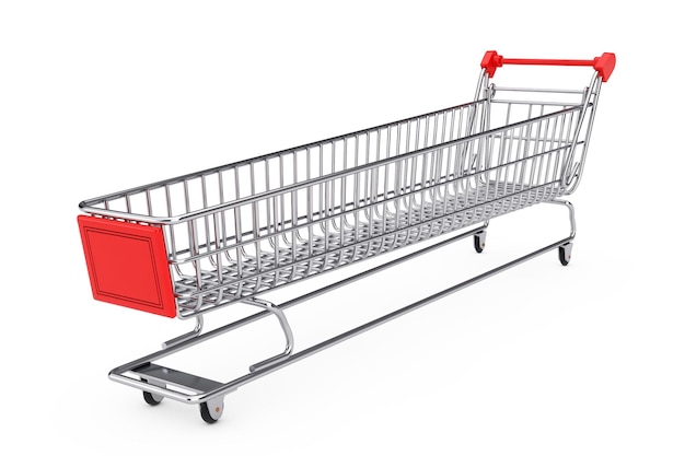 Extra Long and Large Shopping Cart Trolley 3d Rendering