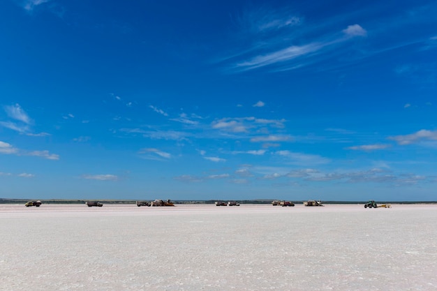 Extraction of raw material salt from an open pit mine la pampa argentina