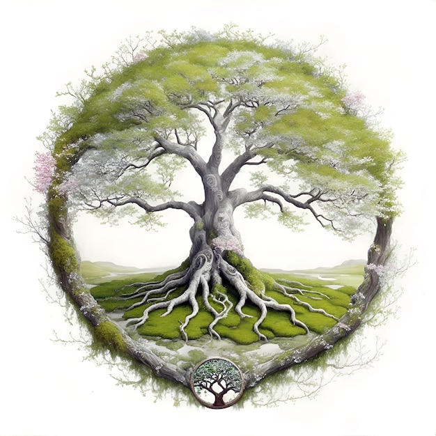 extraordinary fantastic tree illustration for design works project decor wallart wallpaper