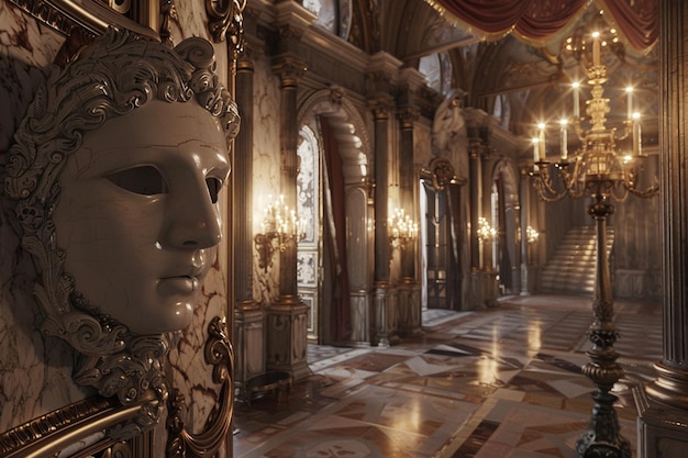Extravagant maskerade bal in een Venetiaans paleis o
