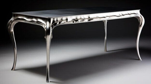 Photo extravagant silver console table with fluid impressions